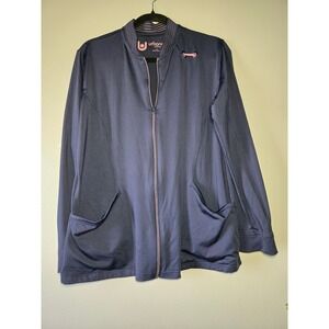 Urbane Ultimate Scrub Jacket Women Large Navy Zip Front Medical Nurse Uniform